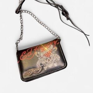 Ed Hardy black and red cross body wallet/cardholder